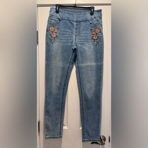GG Embroidered Blue Jeans